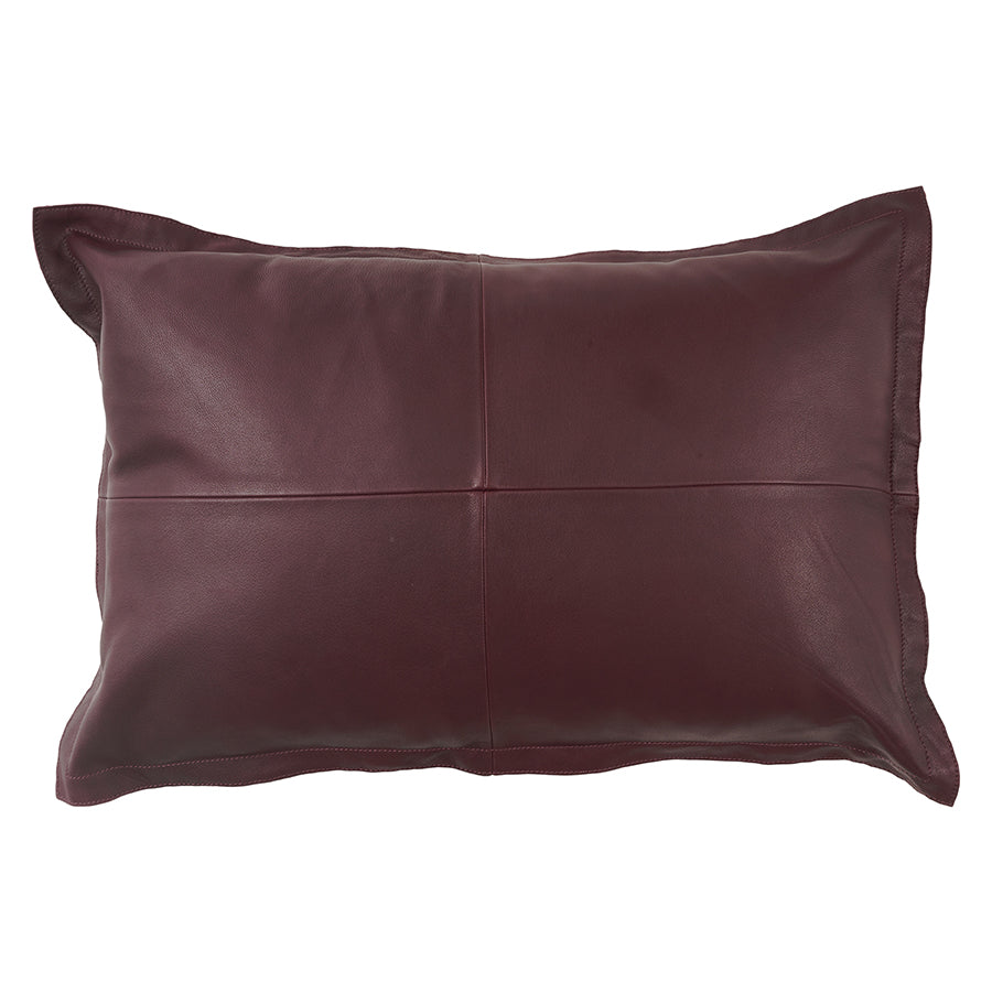 Nappa Leather Cushion - Wine 40cm x 60cm