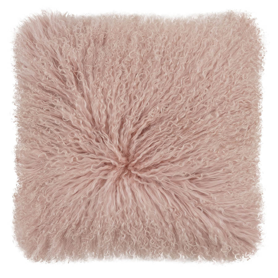 Mongolian Sheepskin Cushion - Rose Pink 50cm