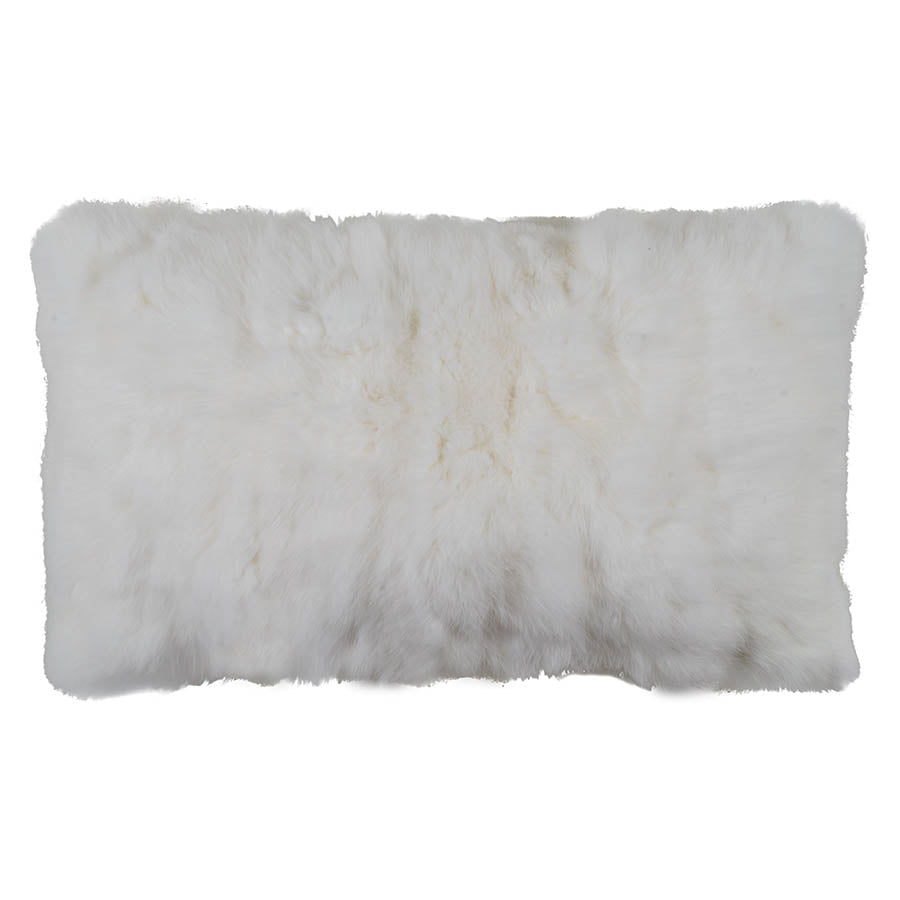Rabbit Fur Pillow Lumbar - White